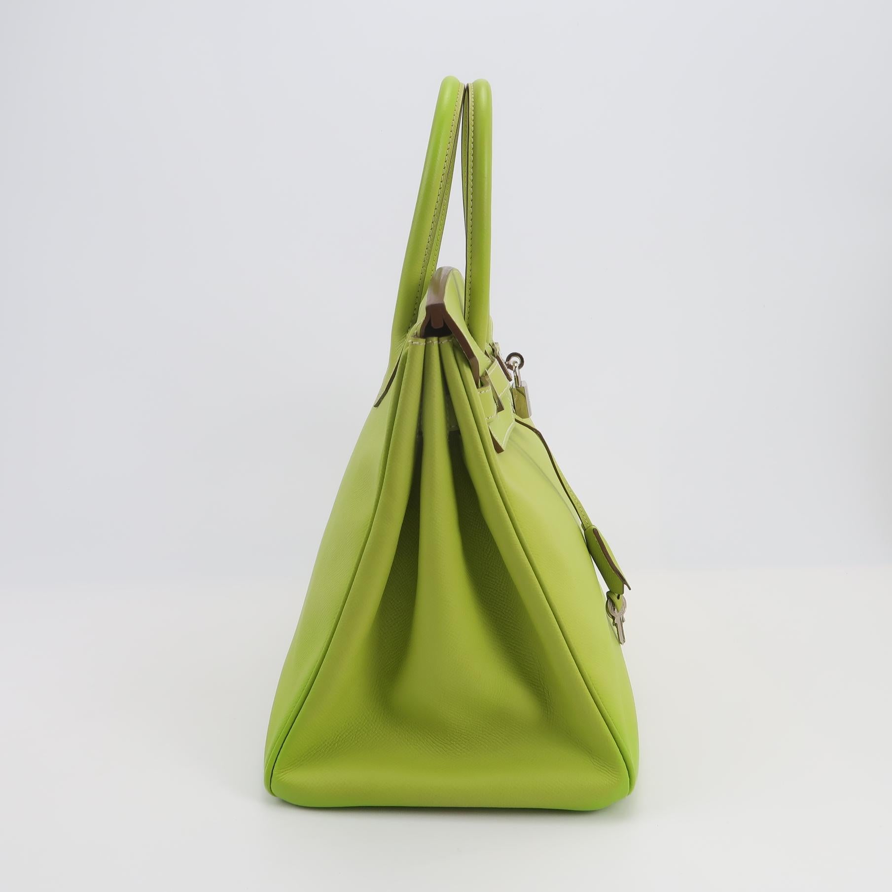 Sac Birkin 35 en cuir vert Secondement