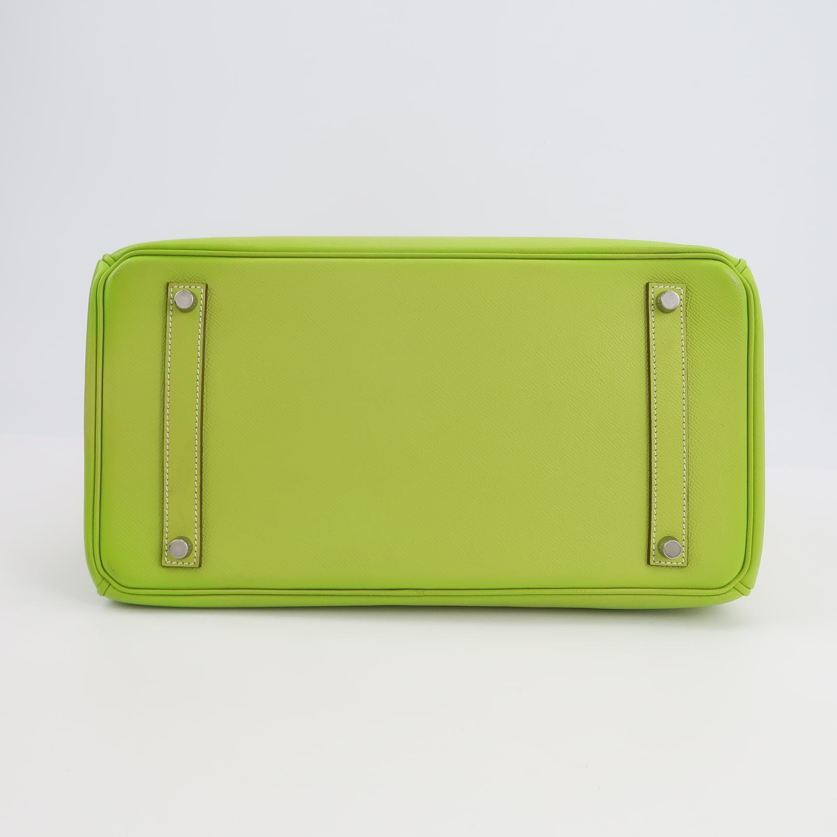 Sac Birkin 35 en cuir vert Secondement